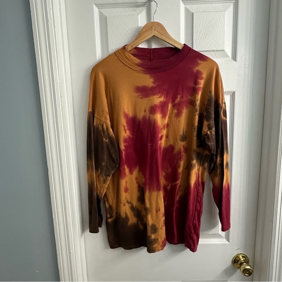 Free People T-Shirt Long Sleeve Tie Dye Fall Cotton Boho Hippie Size Medium - Picture 3 of 7